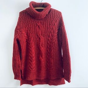 Universal Thread Cable Knit Sweater Burgundy